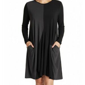 Sun Kim Dress Colorblock Artsy Lagenlook Draped Tunic Elegant and Unique, Med.